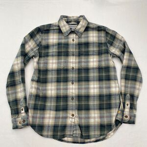 Carhartt Plaid Flannel Shirt Button Up Heavyweight Womens Medium Green Workwear
